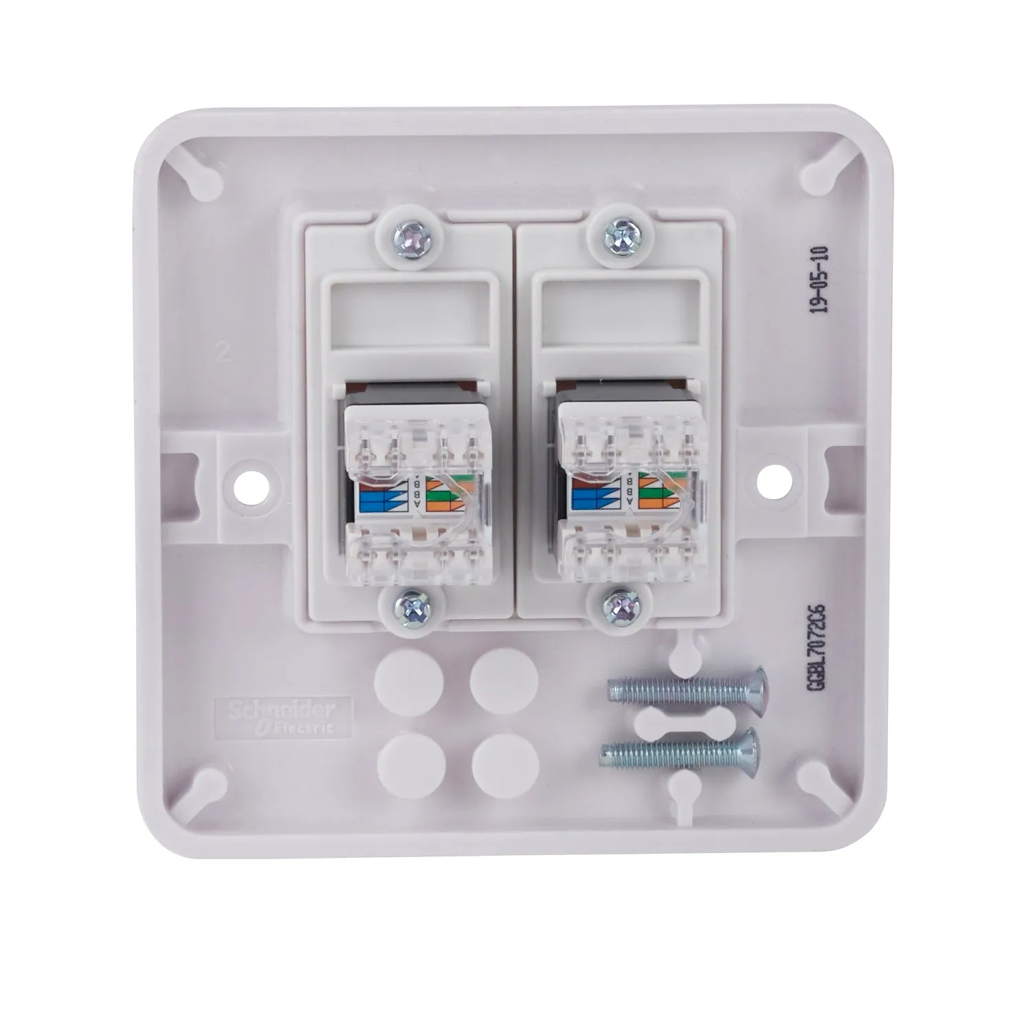 Schneider Electric GGBL7072C6 Lisse White Moulded Twin RJ45 CAT6 Data Socket
