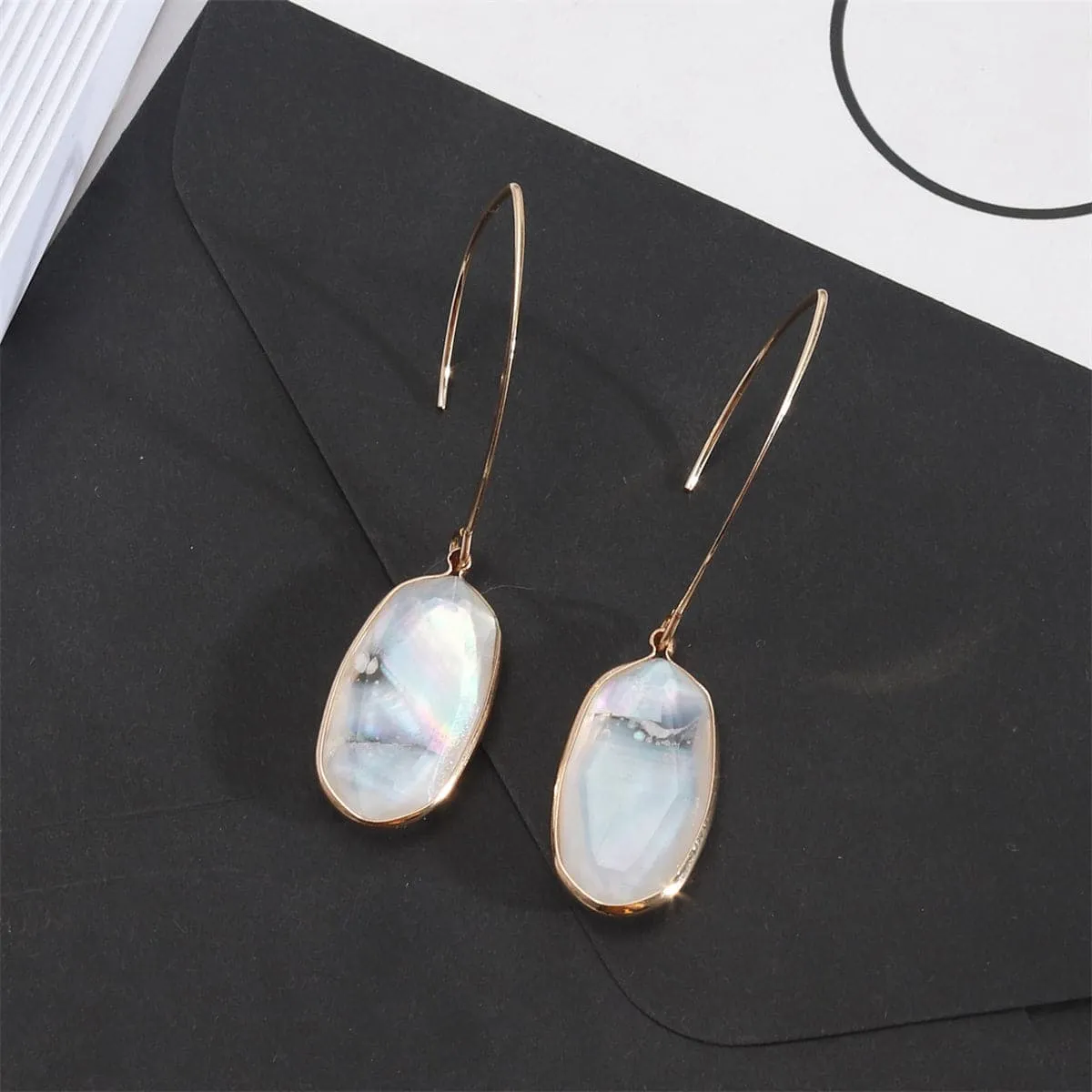 Shell & 18K Gold-Plated Oval Drop Earrings