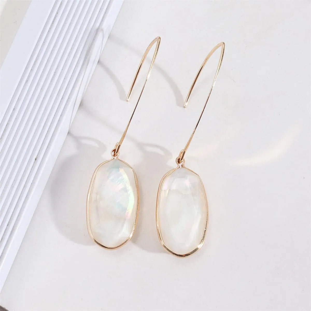 Shell & 18K Gold-Plated Oval Drop Earrings