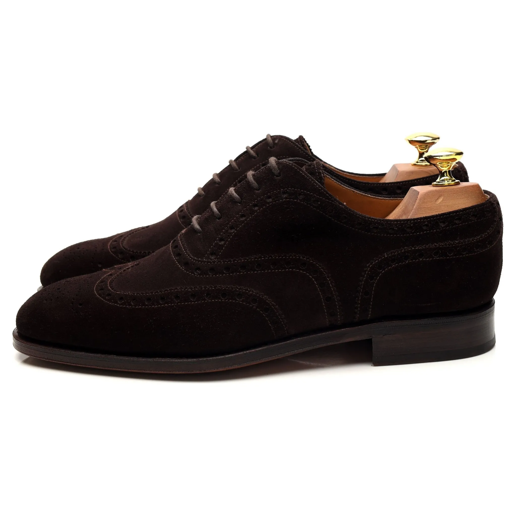 Shipton & Heneage Dark Brown Suede Oxford Brogue UK 8 F