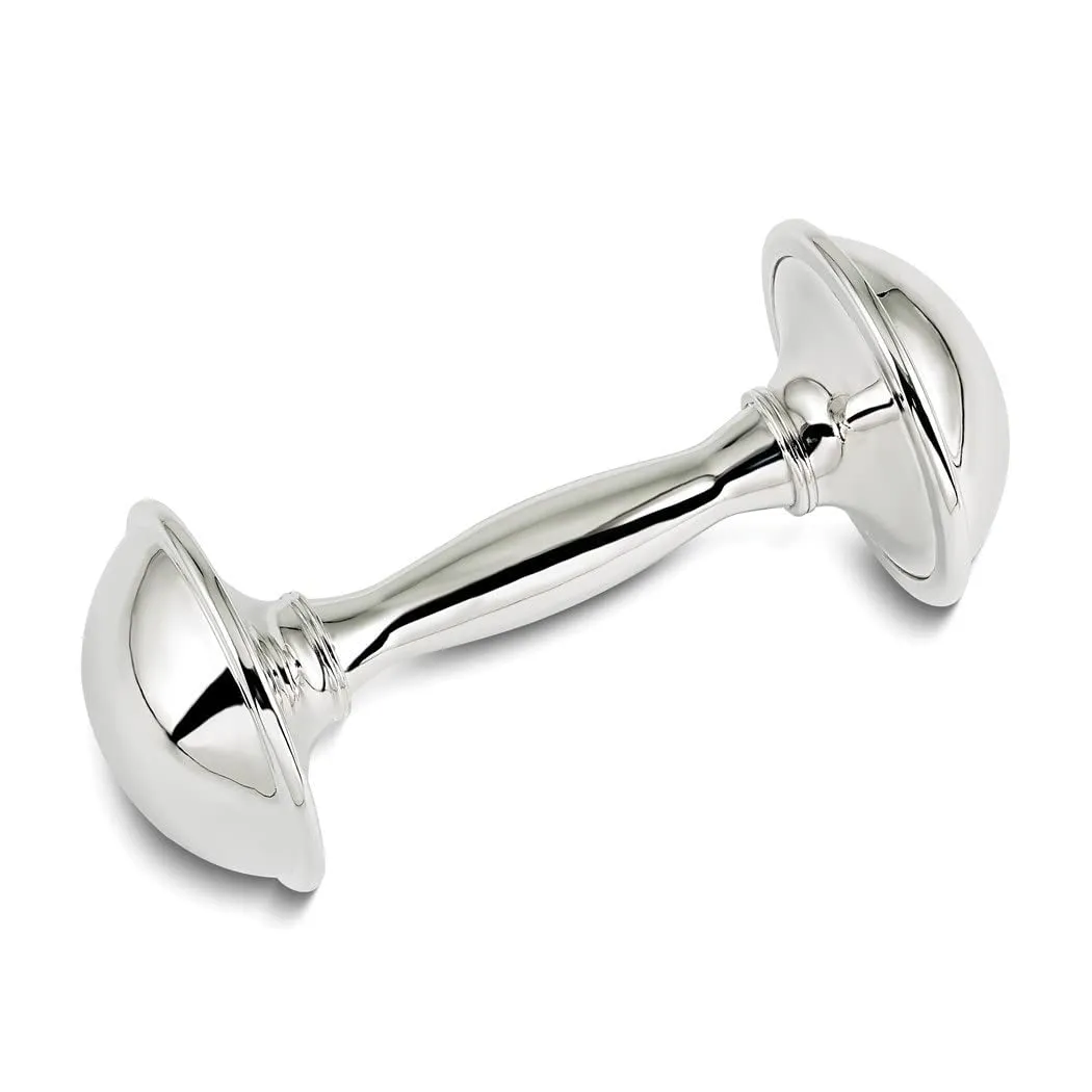 Silver-Plated 4.25in Baby Rattle in Wooden Keepsake Box Silver