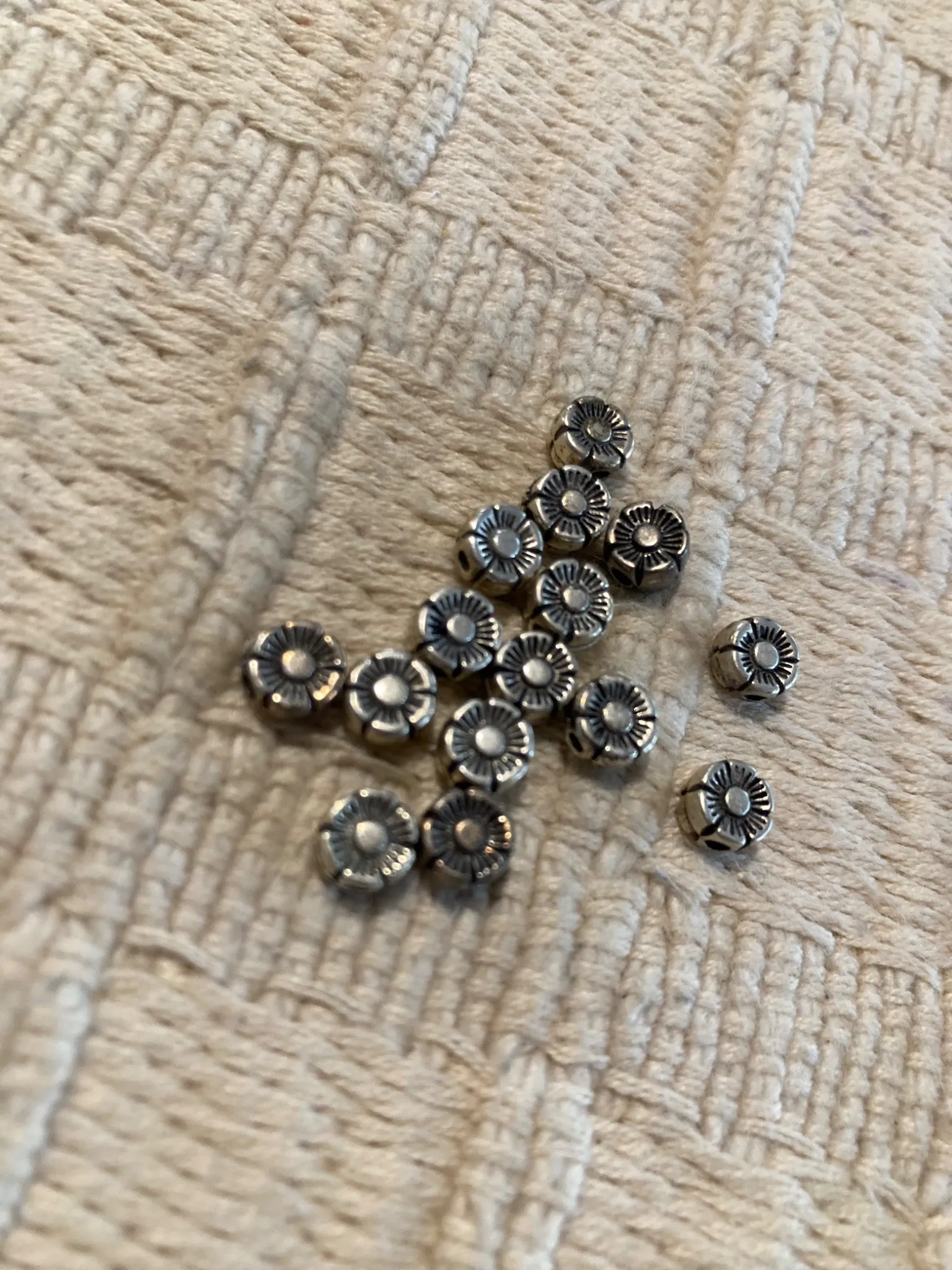 Silver Tone Metal Flower Accent Beads #7171