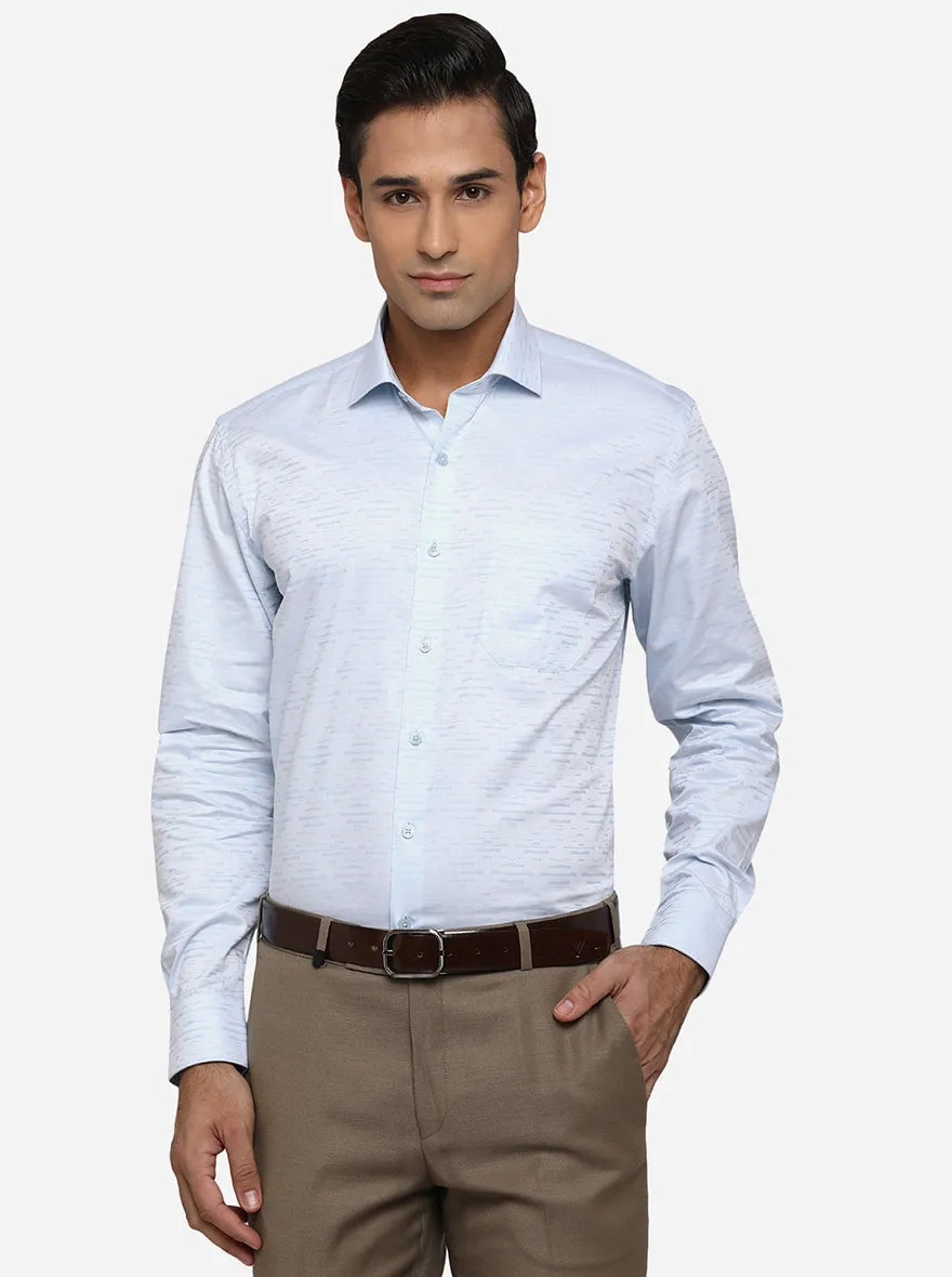 Sky Blue Dobby Regular Fit Formal Shirt | JadeBlue