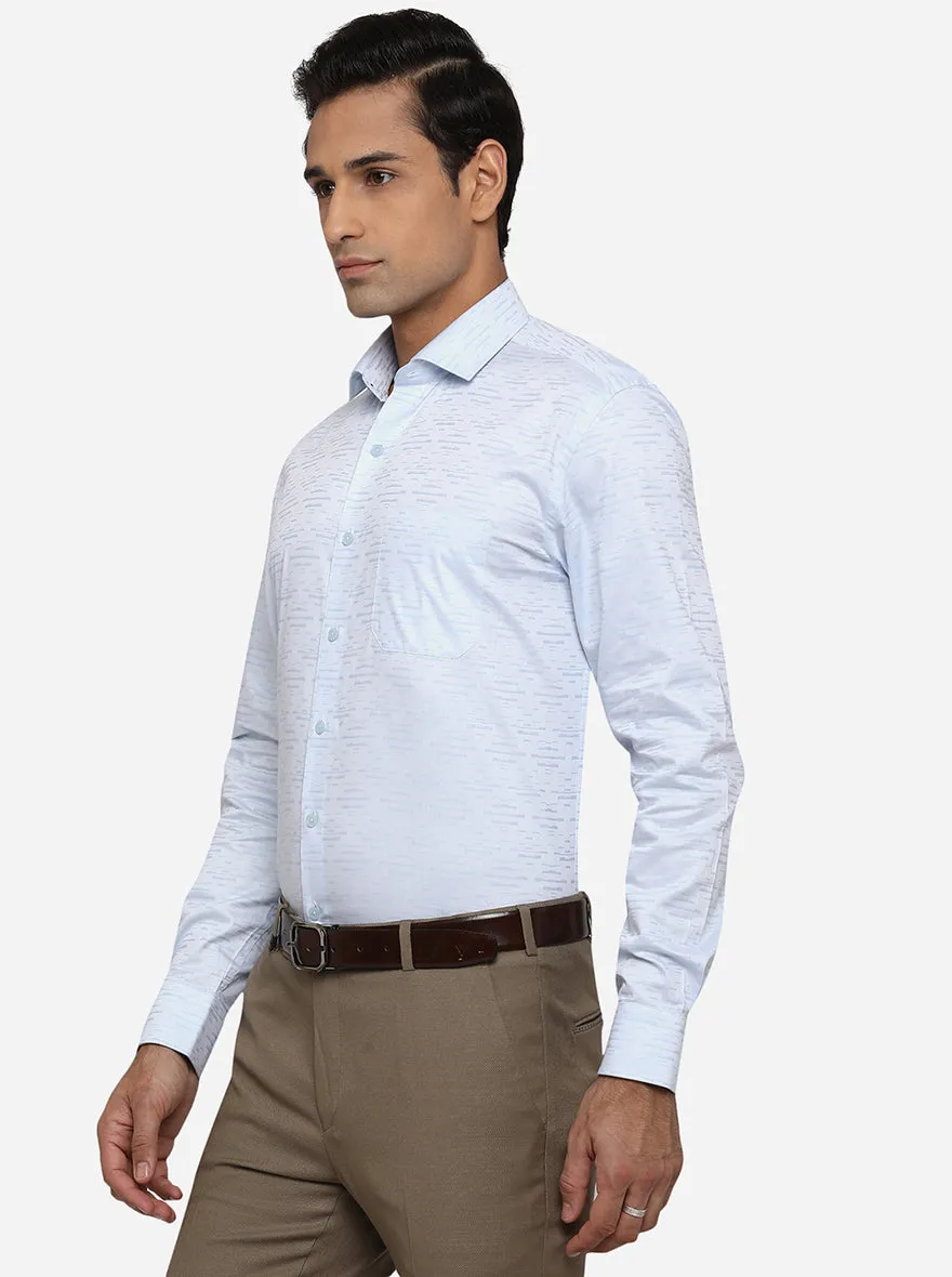 Sky Blue Dobby Regular Fit Formal Shirt | JadeBlue