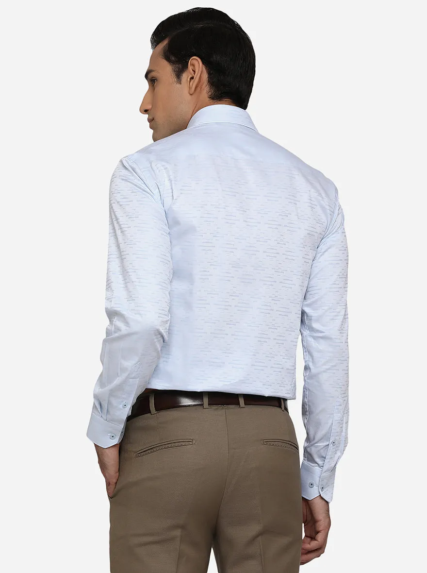 Sky Blue Dobby Regular Fit Formal Shirt | JadeBlue
