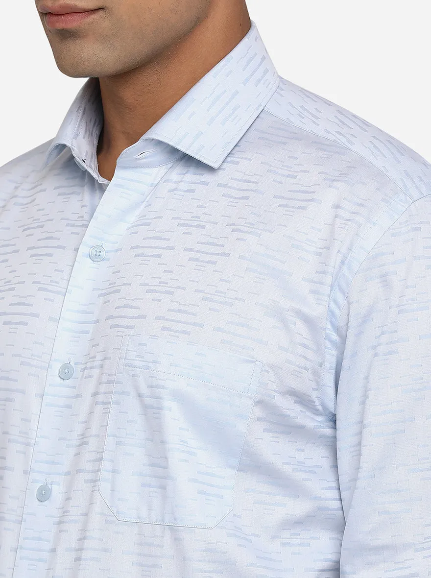Sky Blue Dobby Regular Fit Formal Shirt | JadeBlue
