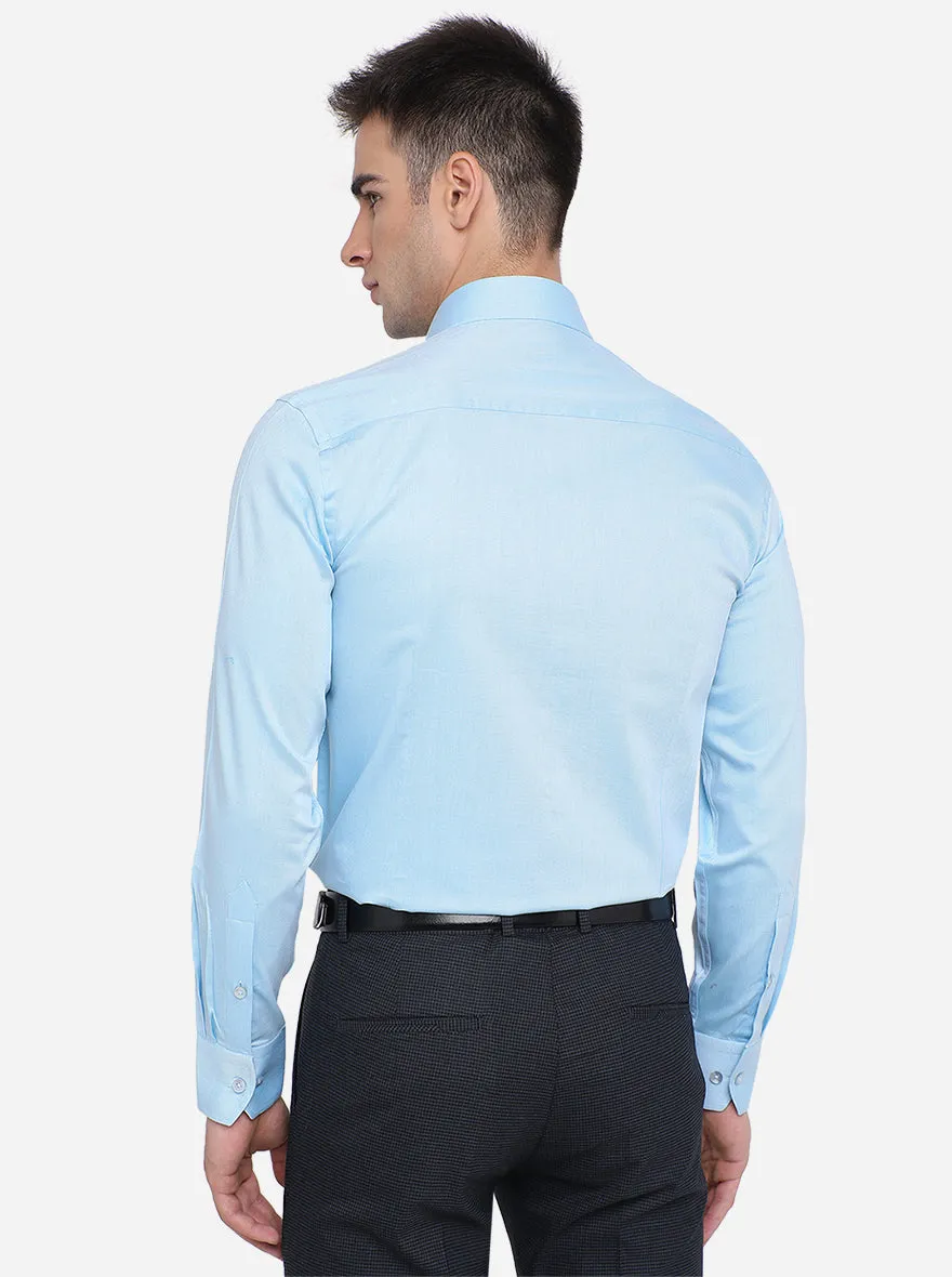 Sky Blue Dobby Slim Fit Formal Shirt | Metal
