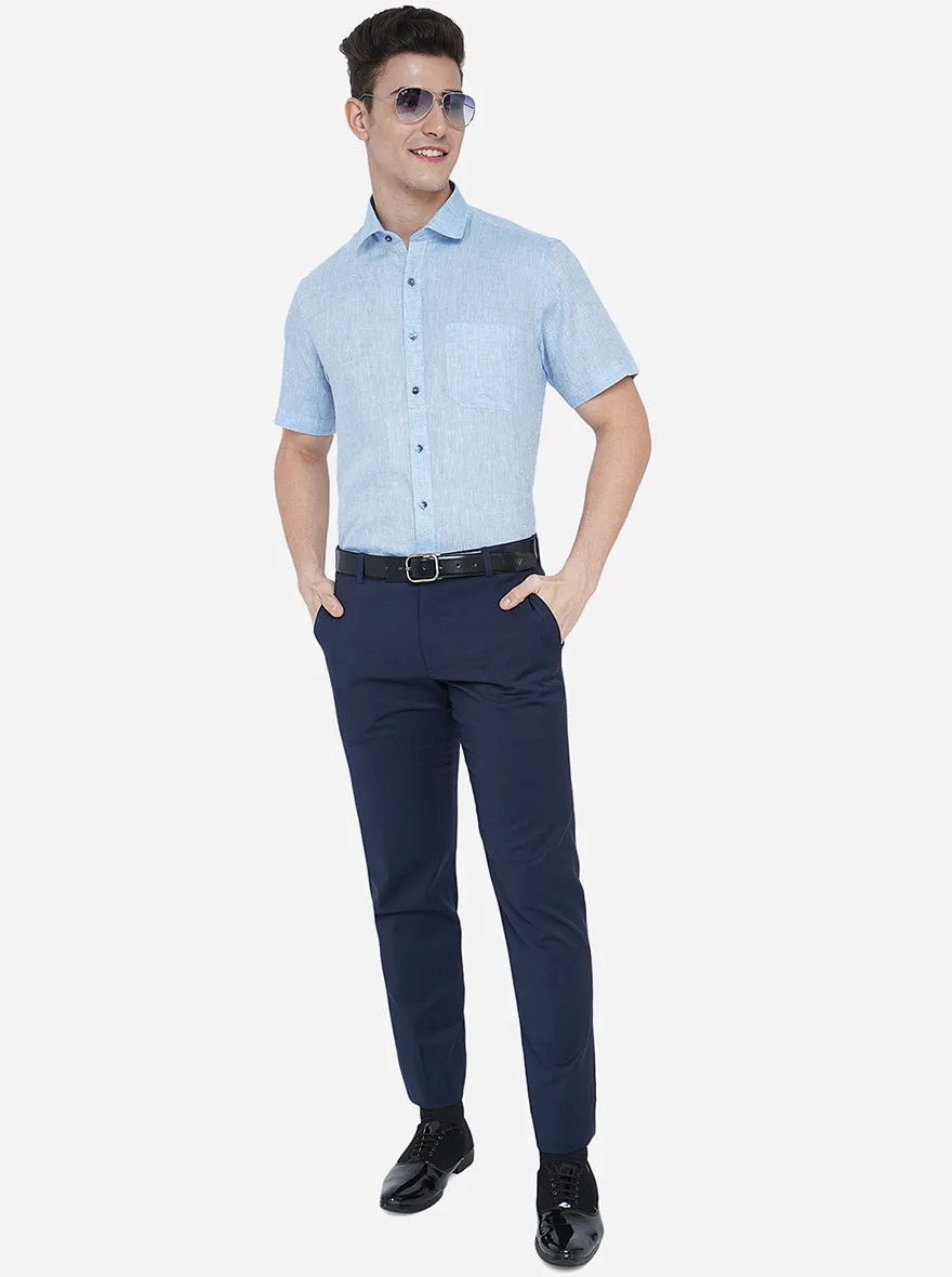 Sky Blue Solid Regular Fit Formal Shirt | JadeBlue