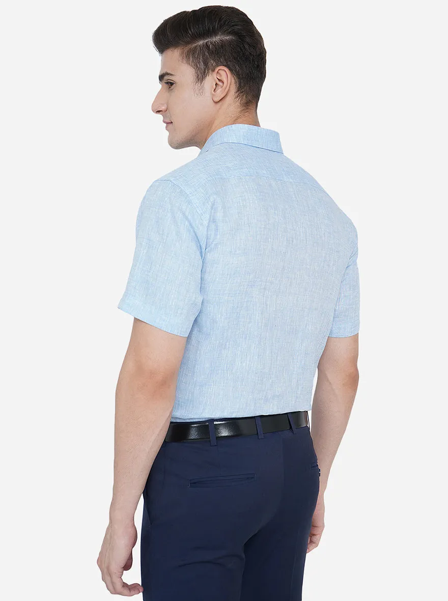 Sky Blue Solid Regular Fit Formal Shirt | JadeBlue