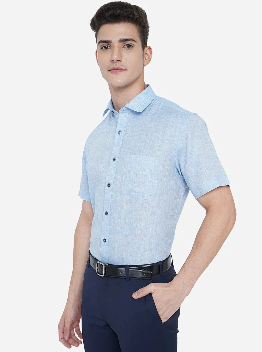 Sky Blue Solid Regular Fit Formal Shirt | JadeBlue