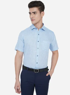 Sky Blue Solid Regular Fit Formal Shirt | JadeBlue