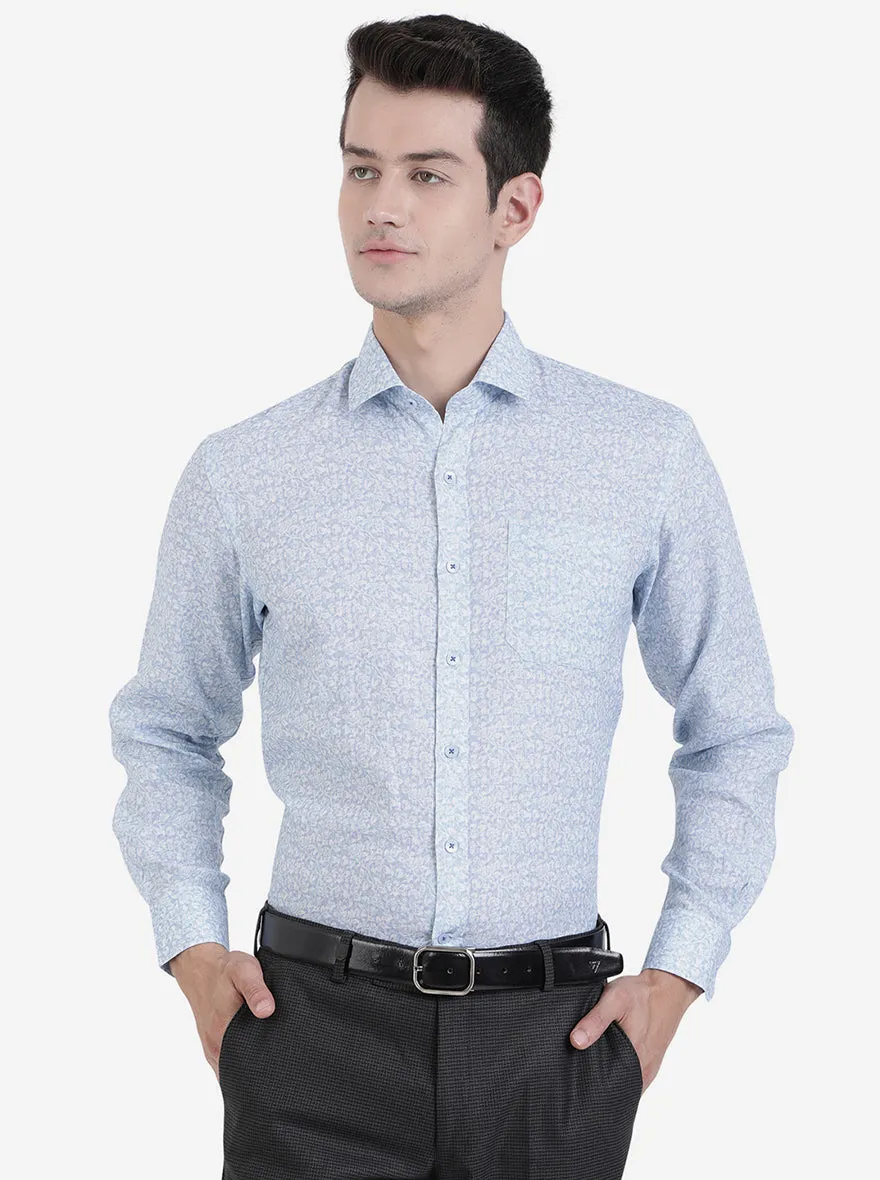 Sky Blue Solid Slim Fit Formal Shirt | JadeBlue