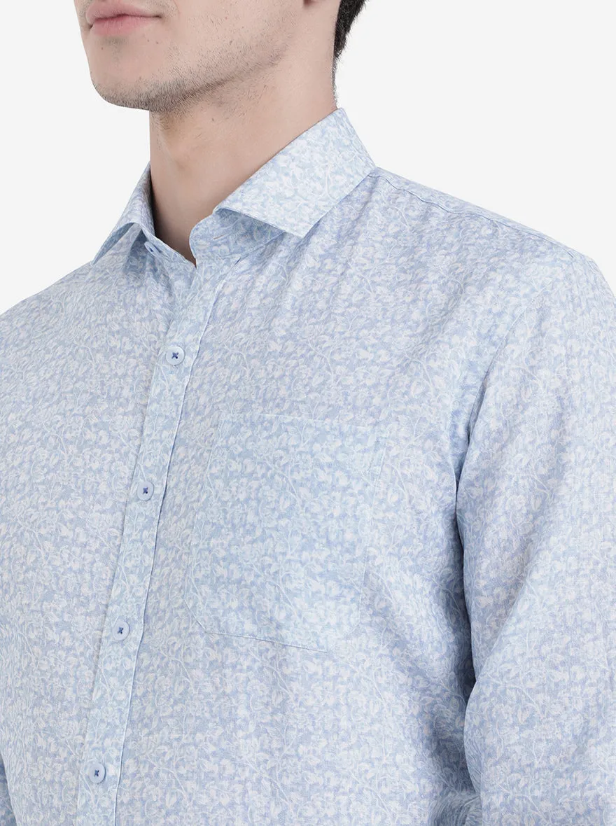Sky Blue Solid Slim Fit Formal Shirt | JadeBlue