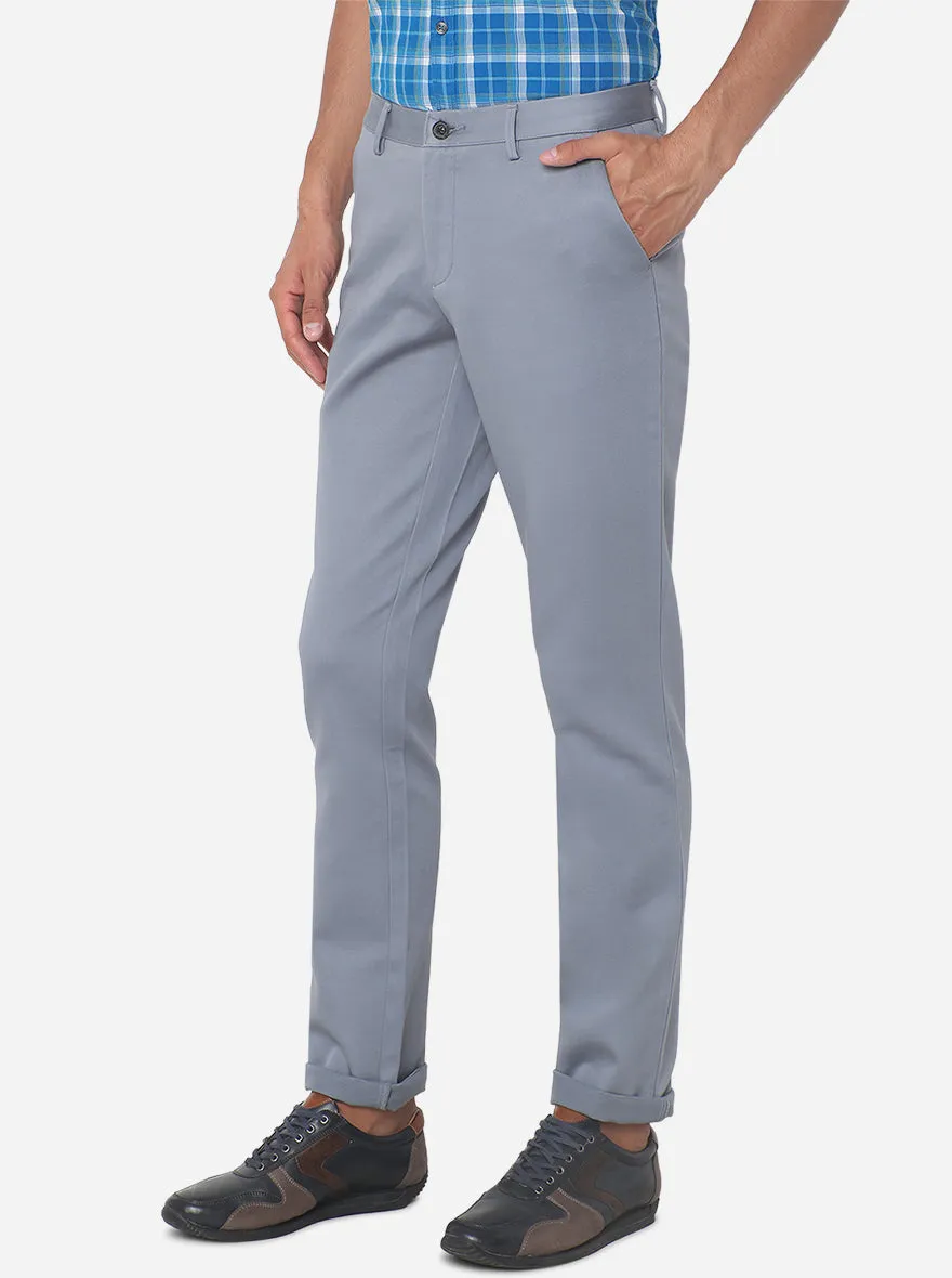 Steel Grey Solid Uno Fit Casual Trouser | JadeBlue