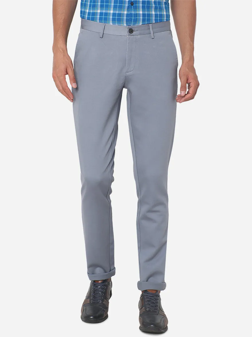 Steel Grey Solid Uno Fit Casual Trouser | JadeBlue