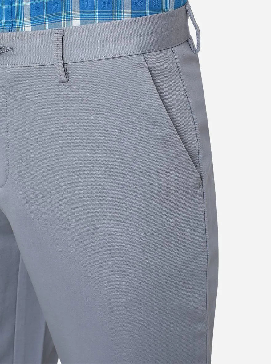 Steel Grey Solid Uno Fit Casual Trouser | JadeBlue