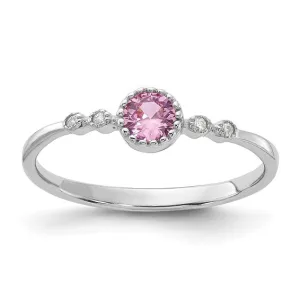 Sterling Silver Created Pink and White Sapphire Ring