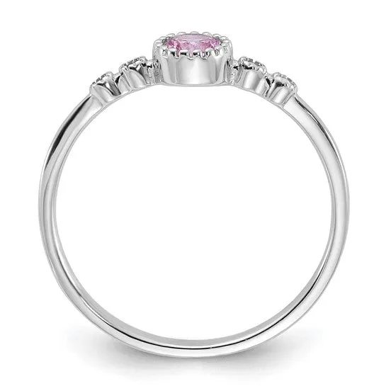 Sterling Silver Created Pink and White Sapphire Ring