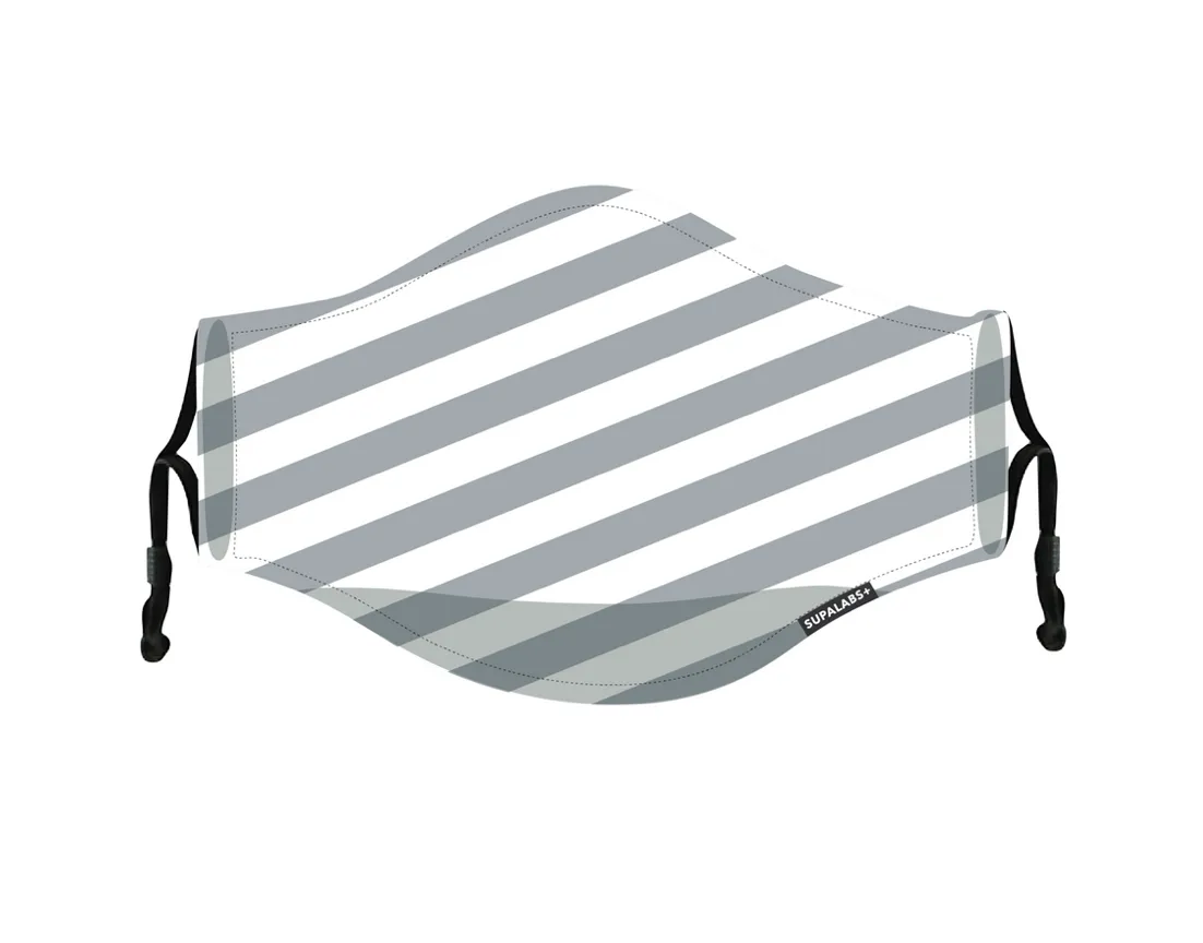 SUPA Defend Mask for Adults - Charcoal/White Stripe