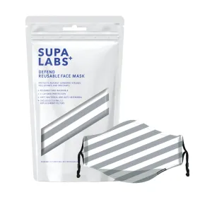 SUPA Defend Mask for Adults - Charcoal/White Stripe