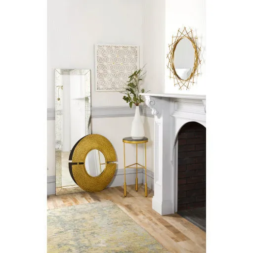 Surya Macon Modern Black Marble Top With Gold Metal Base Round Accent Side Table  MAN-100