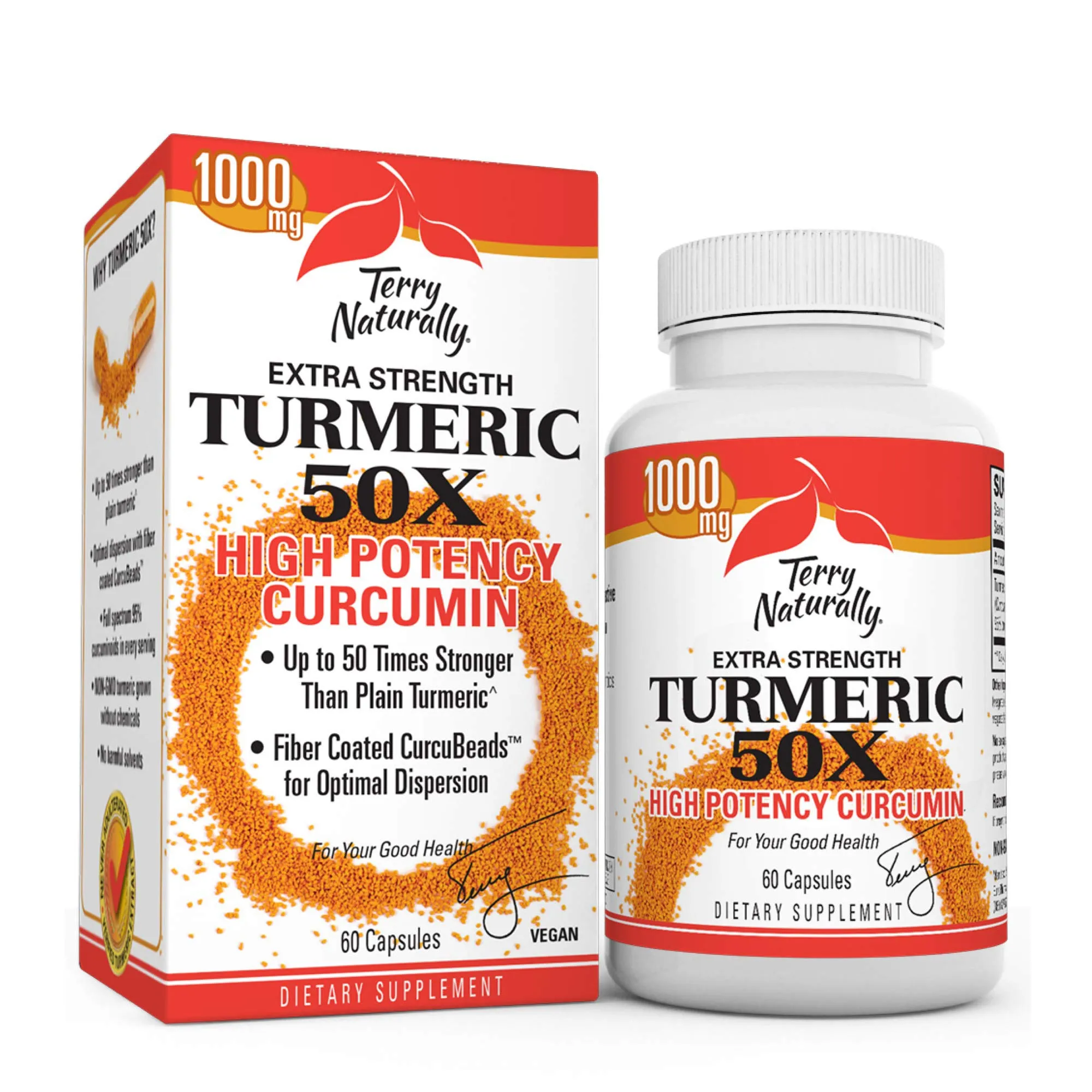 Terry Naturally Turmeric 50X - 60 Capsules - High Potency Curcumin - Supports Healthy Inflammation Response   Liver, Brain, Heart, Immune Health - Lowers Risk of Oxidative Stress - 30 Servings