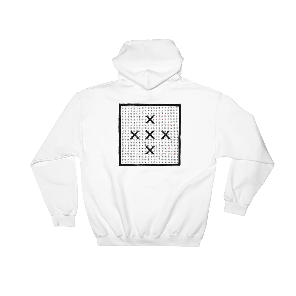 THE FUCK.RACIST.SCUM MEDIEVAL HOODIE ON WHITE