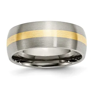 Titanium Brushed w/14k Yellow Gold Inlay 8mm Band