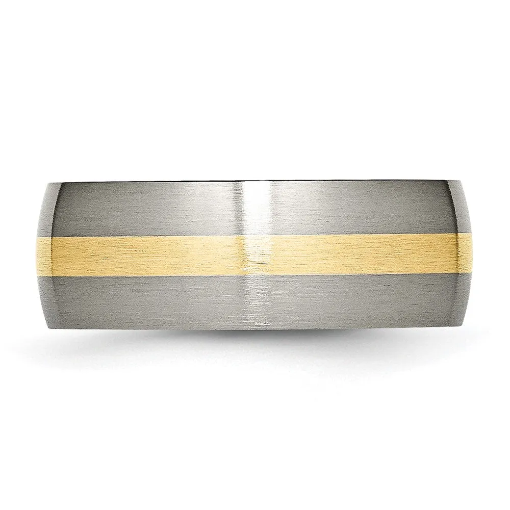 Titanium Brushed w/14k Yellow Gold Inlay 8mm Band