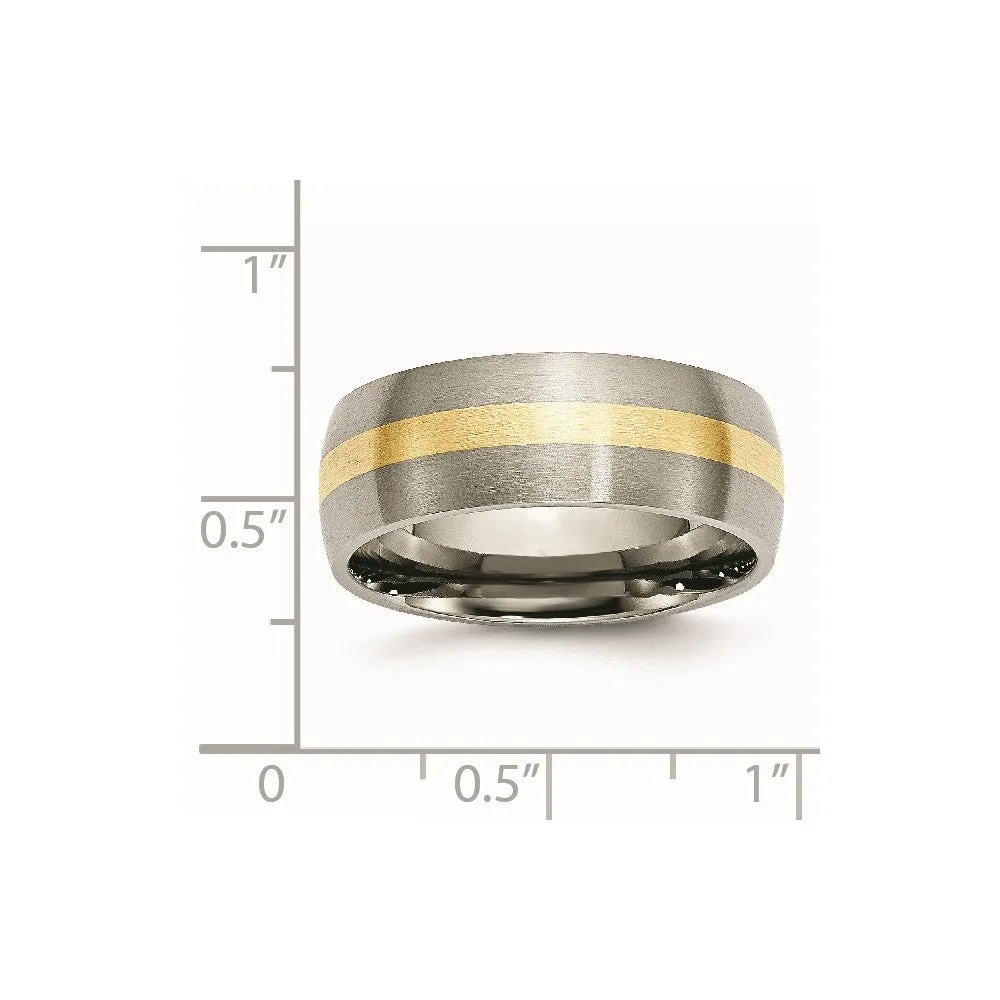 Titanium Brushed w/14k Yellow Gold Inlay 8mm Band
