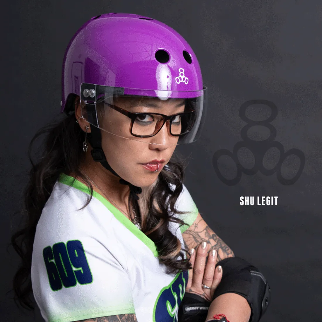 Triple 8 The Visor Certified Helmet SS Purple Gloss