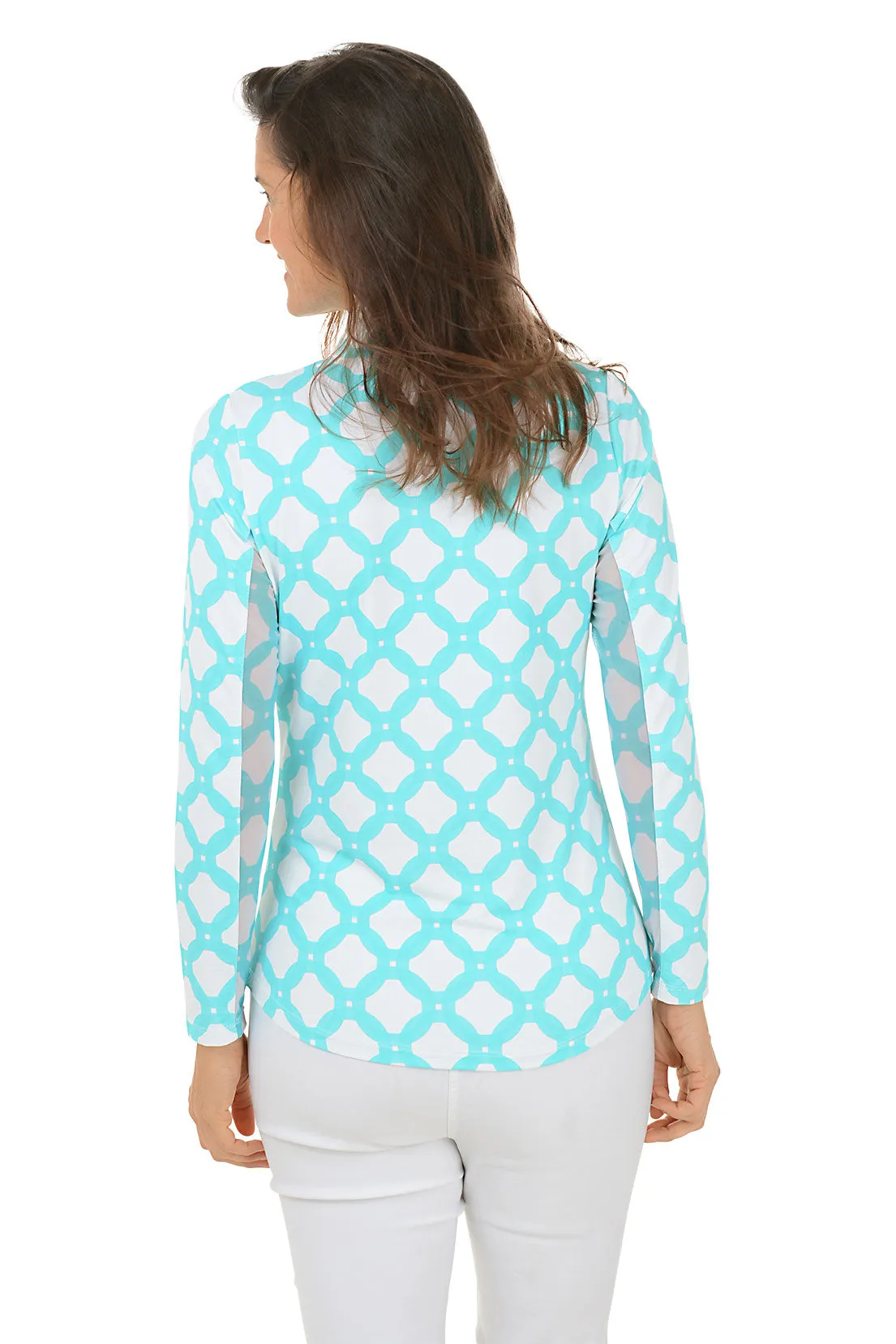 Turquoise Circle Geo UPF50  Sun Shirt