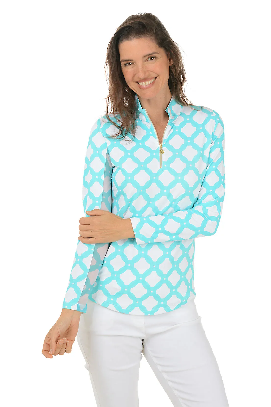 Turquoise Circle Geo UPF50  Sun Shirt