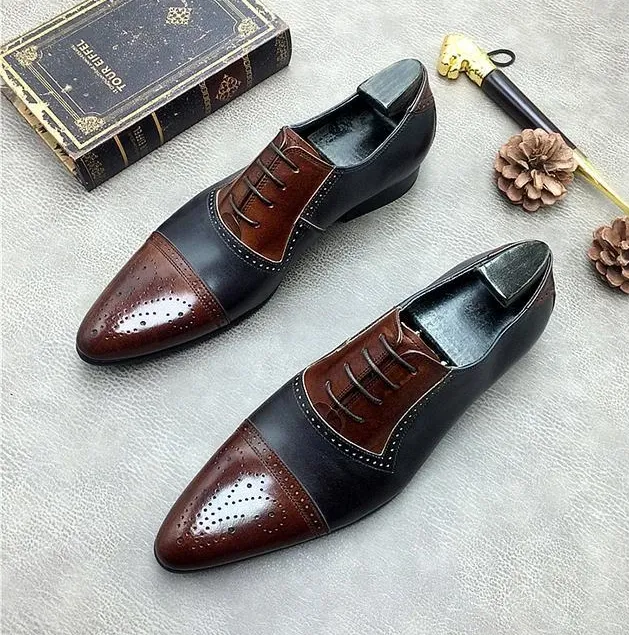 Two-Tone Leather Oxford Shoes for Men