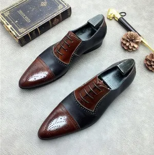 Two-Tone Leather Oxford Shoes for Men