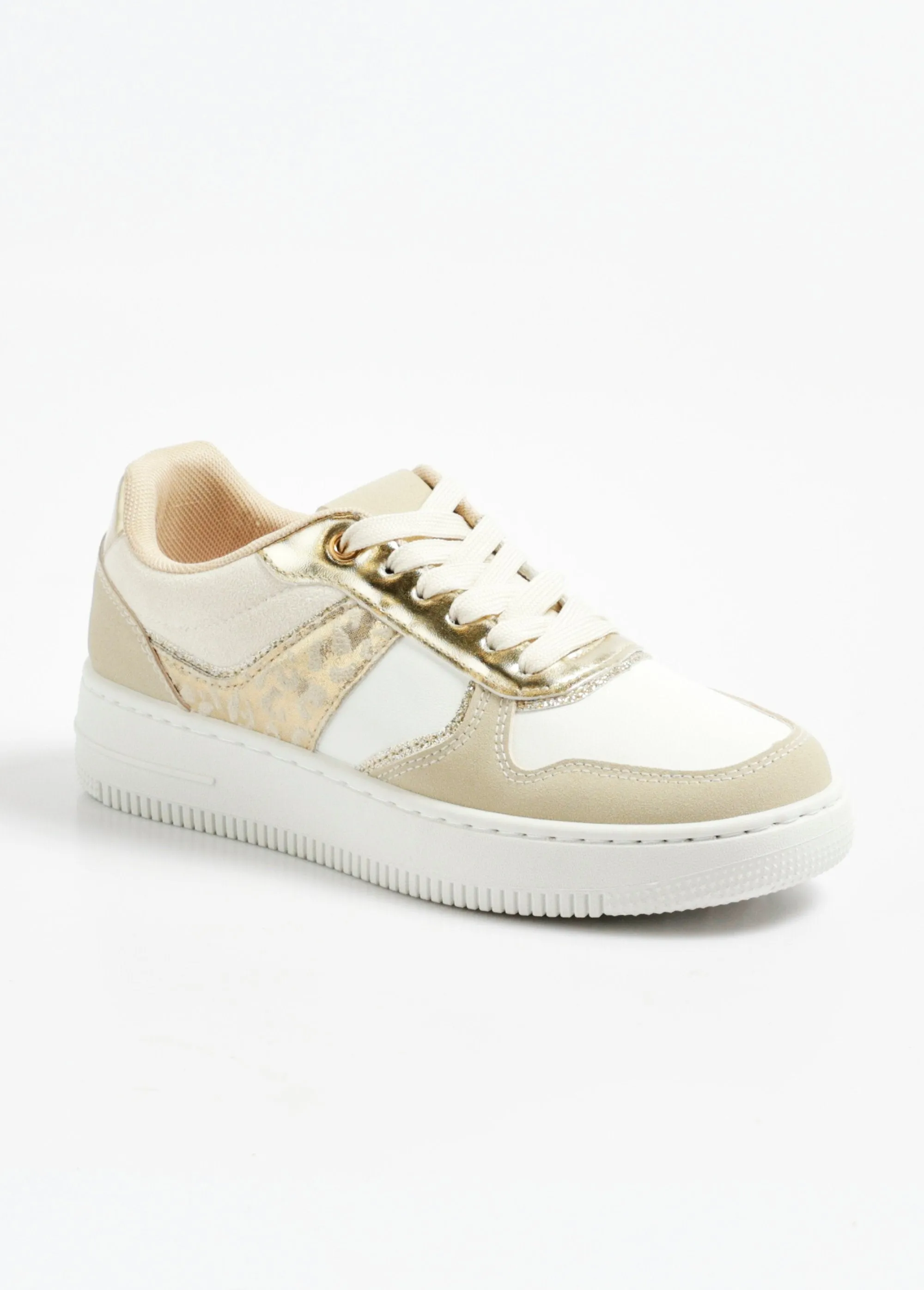 Two-tone sneakers with metallic details