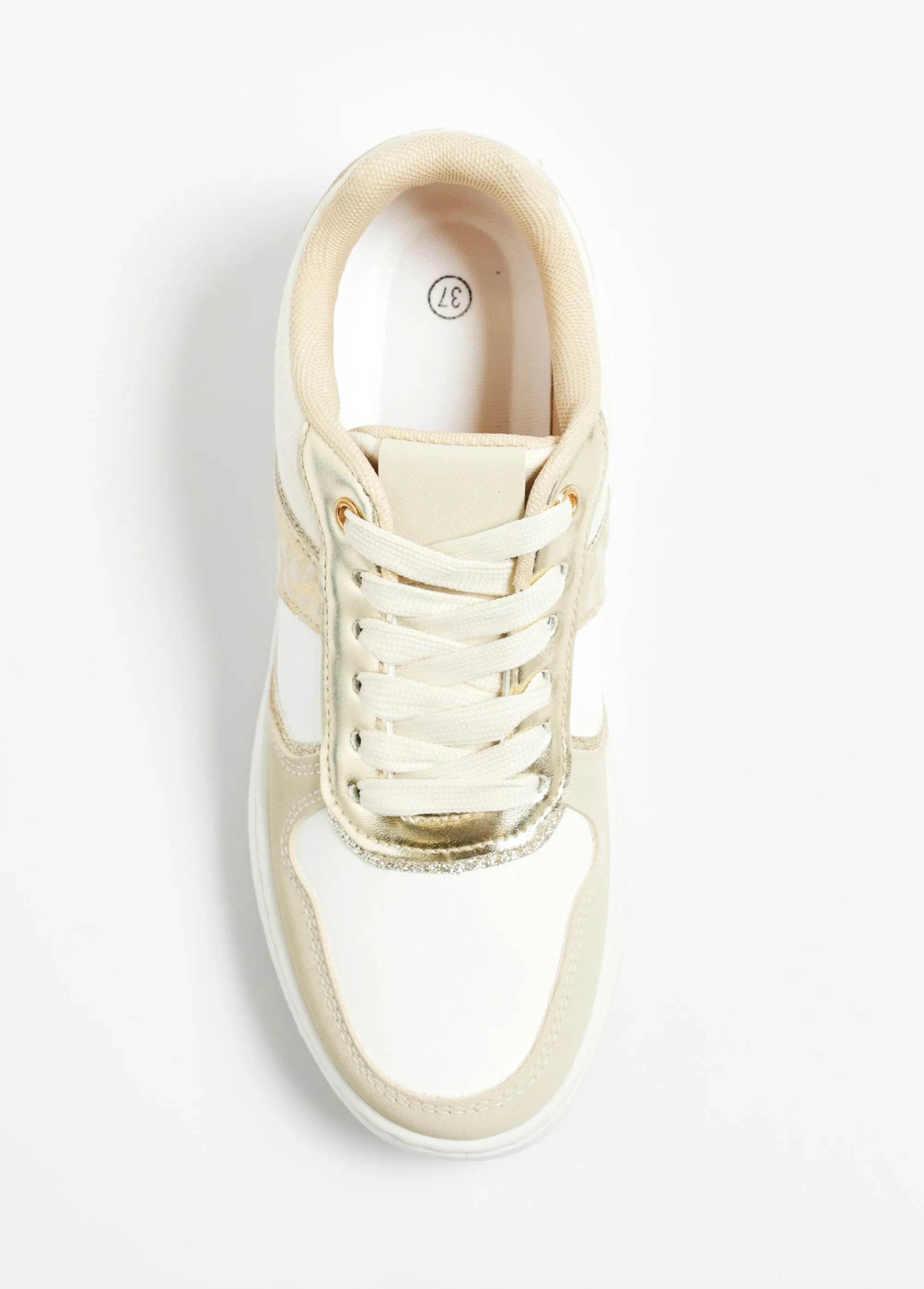 Two-tone sneakers with metallic details