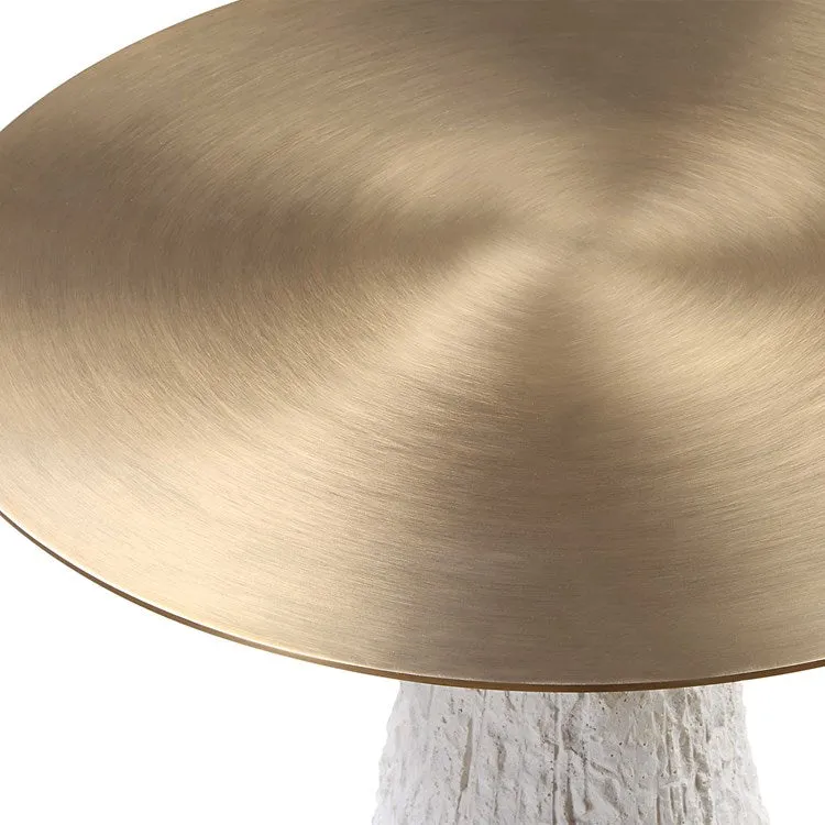 Uttermost Hollen White Cast Stone and Metal Accent Table