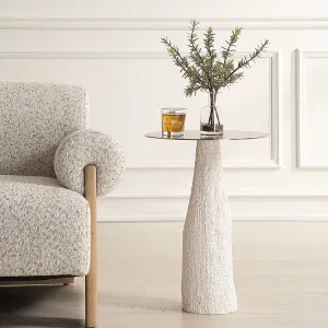 Uttermost Hollen White Cast Stone and Metal Accent Table