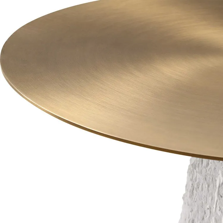 Uttermost Hollen White Cast Stone and Metal Accent Table