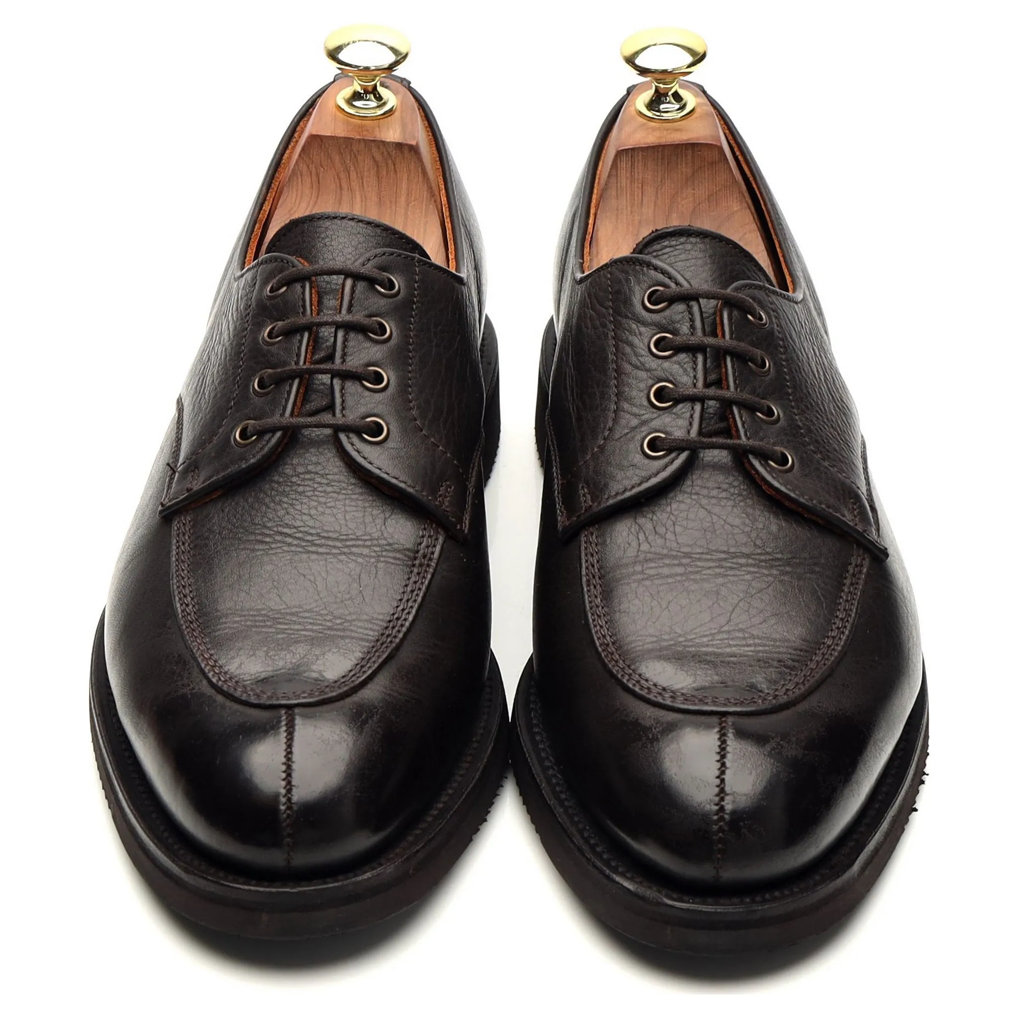 'Venice' Dark Brown Grain Leather Split Toe Derby UK 7 F