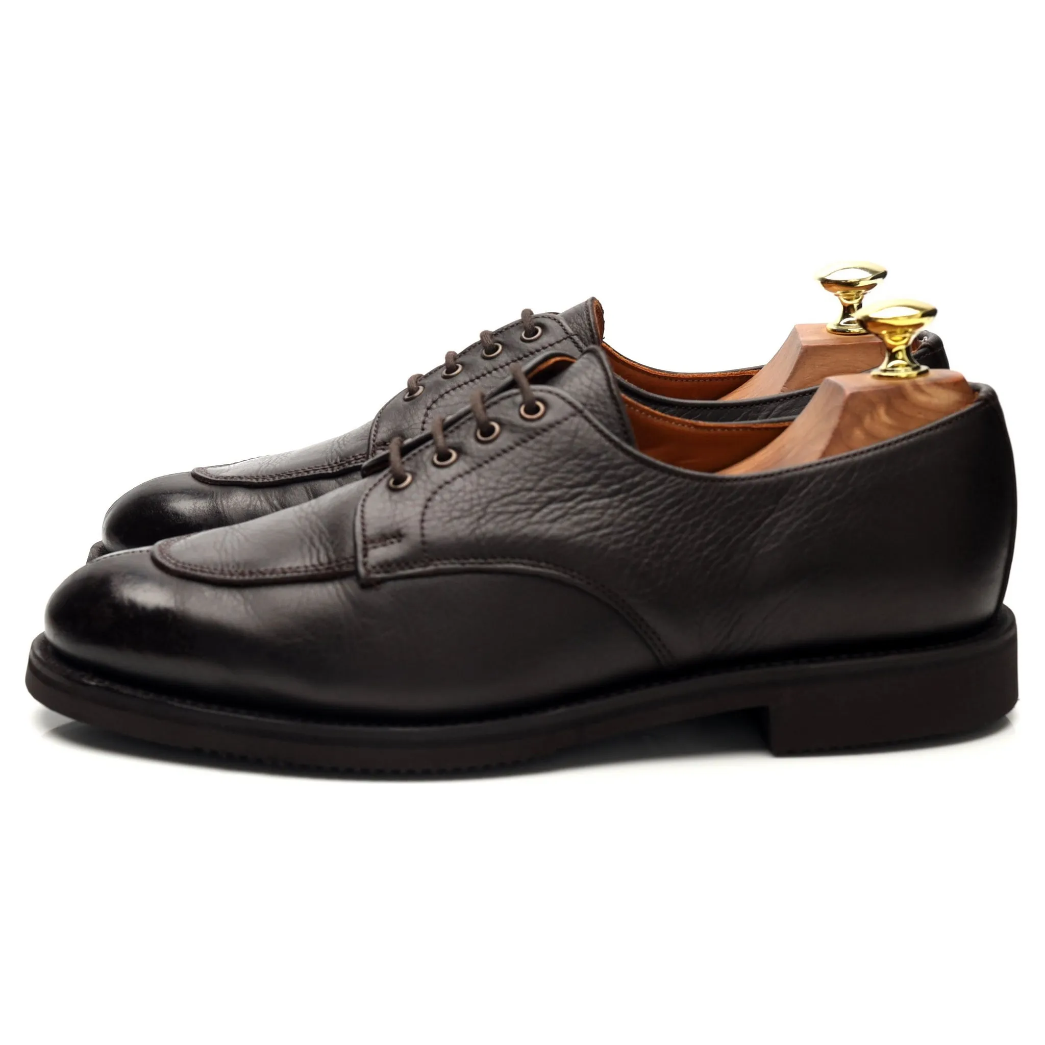 'Venice' Dark Brown Grain Leather Split Toe Derby UK 7 F