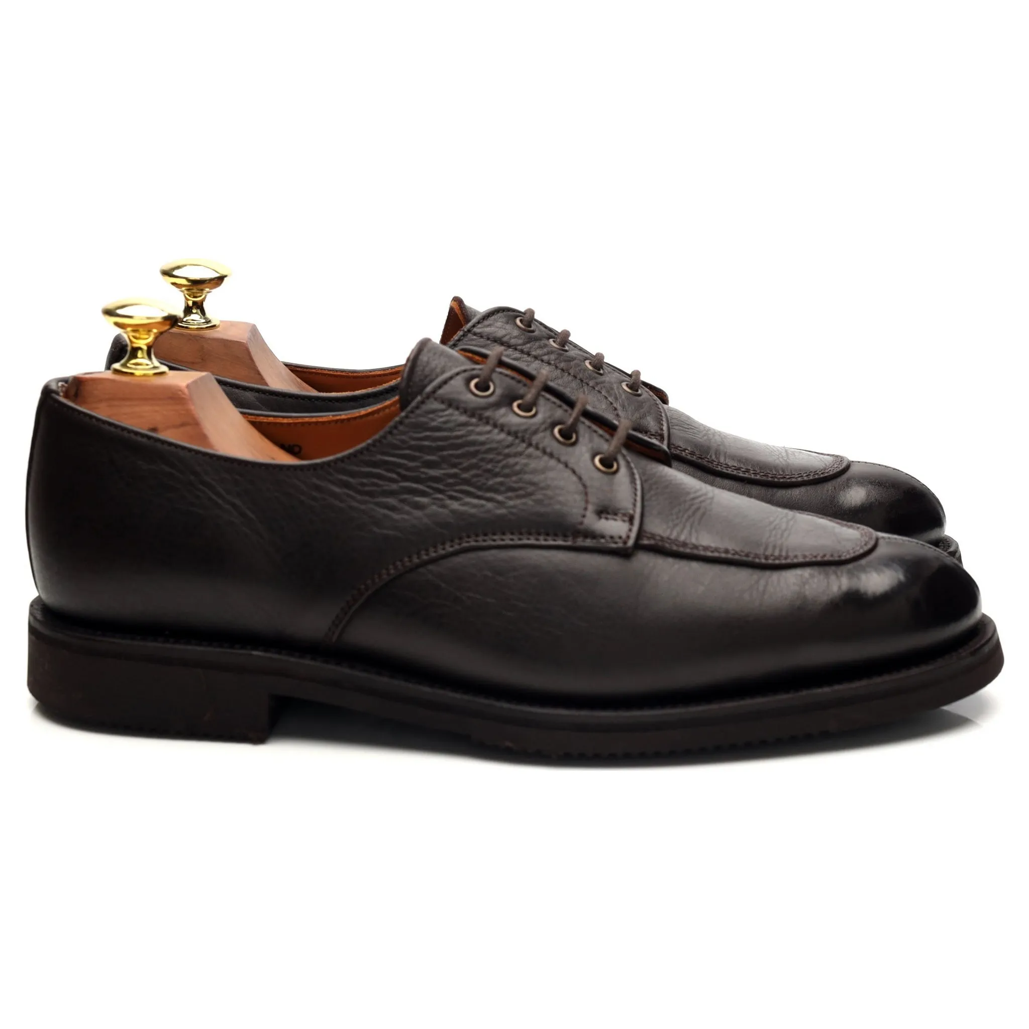 'Venice' Dark Brown Grain Leather Split Toe Derby UK 7 F