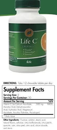 Vida de 4life C, Vitamina C, Sabor Cítrico 60 comprimidos masticables