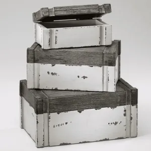 Vintage White & Gray Box s/3