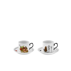 VISTA ALEGRE PETITES HISTOIRES SET 2 TEA CUP & SAUCERS