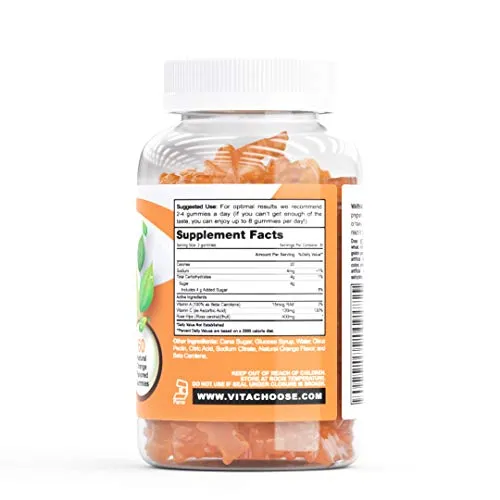 Vita Choose Vitamin C Gummies for Kids - 125mg Kids Vitamin C Gummies for Immune Support - Yummy Kids Vitamins with Orange Flavor - Delicious Childrens VIT C Multivitamin Gummy for Boys and Girls