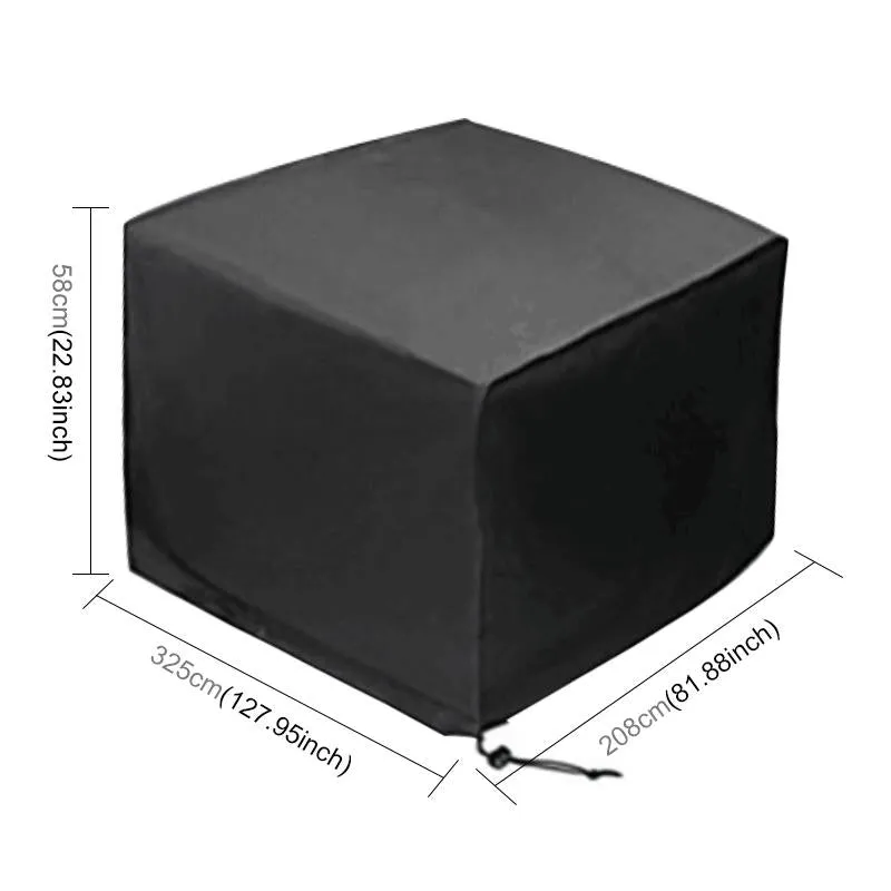 Waterproof Outdoor Furniture Set Cover - Anti-Uv Dust-Proof 210D Oxford Cloth - 325X208X58Cm - Black