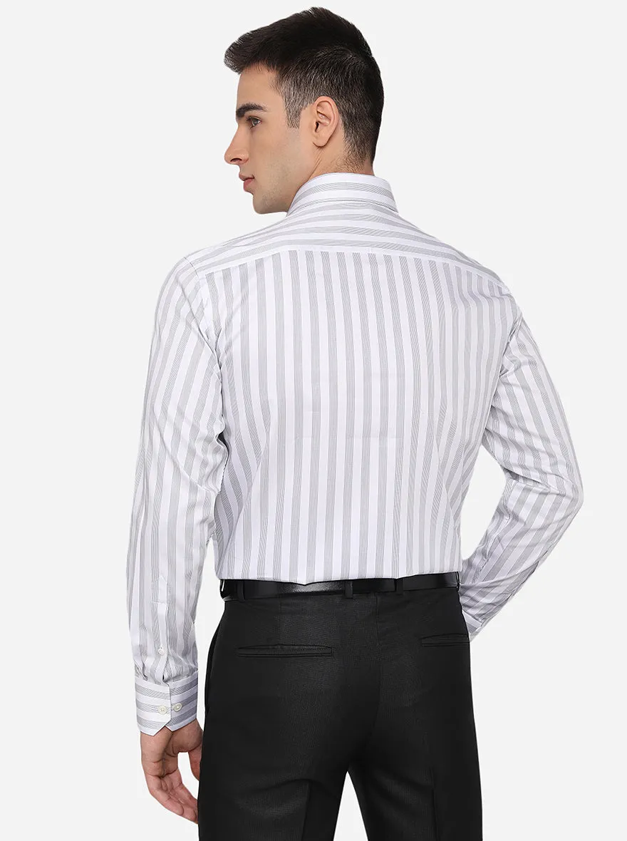 White & Black Striped Regular Fit Formal Shirt | JadeBlue