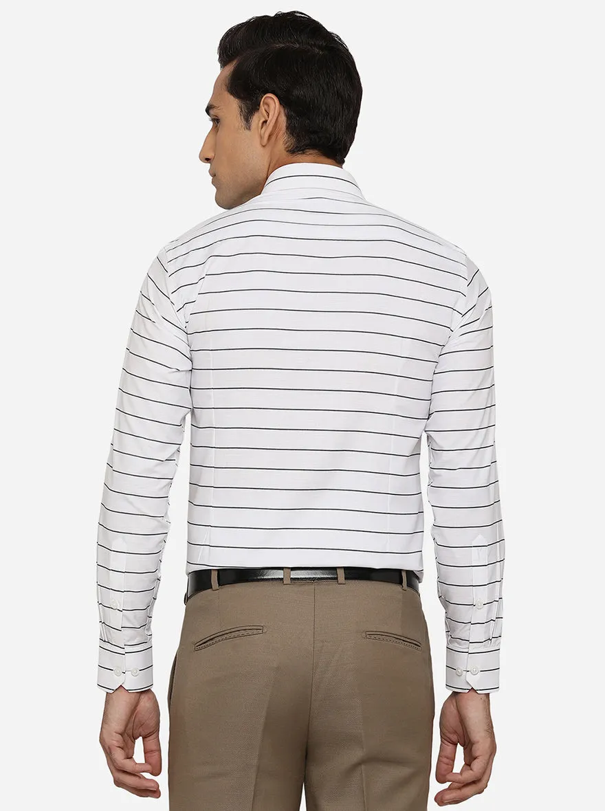 White & Black Striped Slim Fit Formal Shirt | Greenfibre